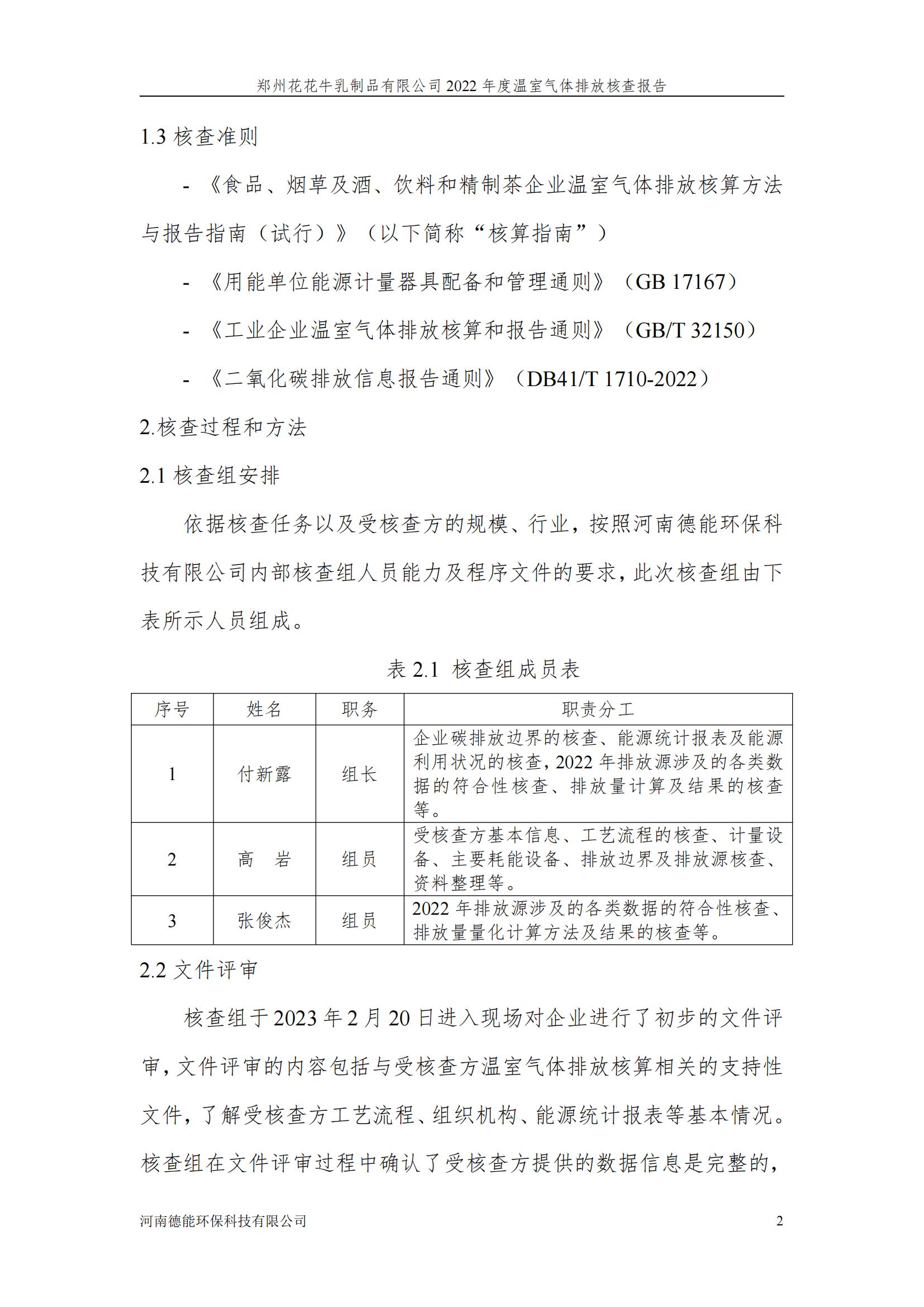 《郑州OD（中国）一站式服务平台乳制品有限公司2022年度温室气体排放核查报告》公示