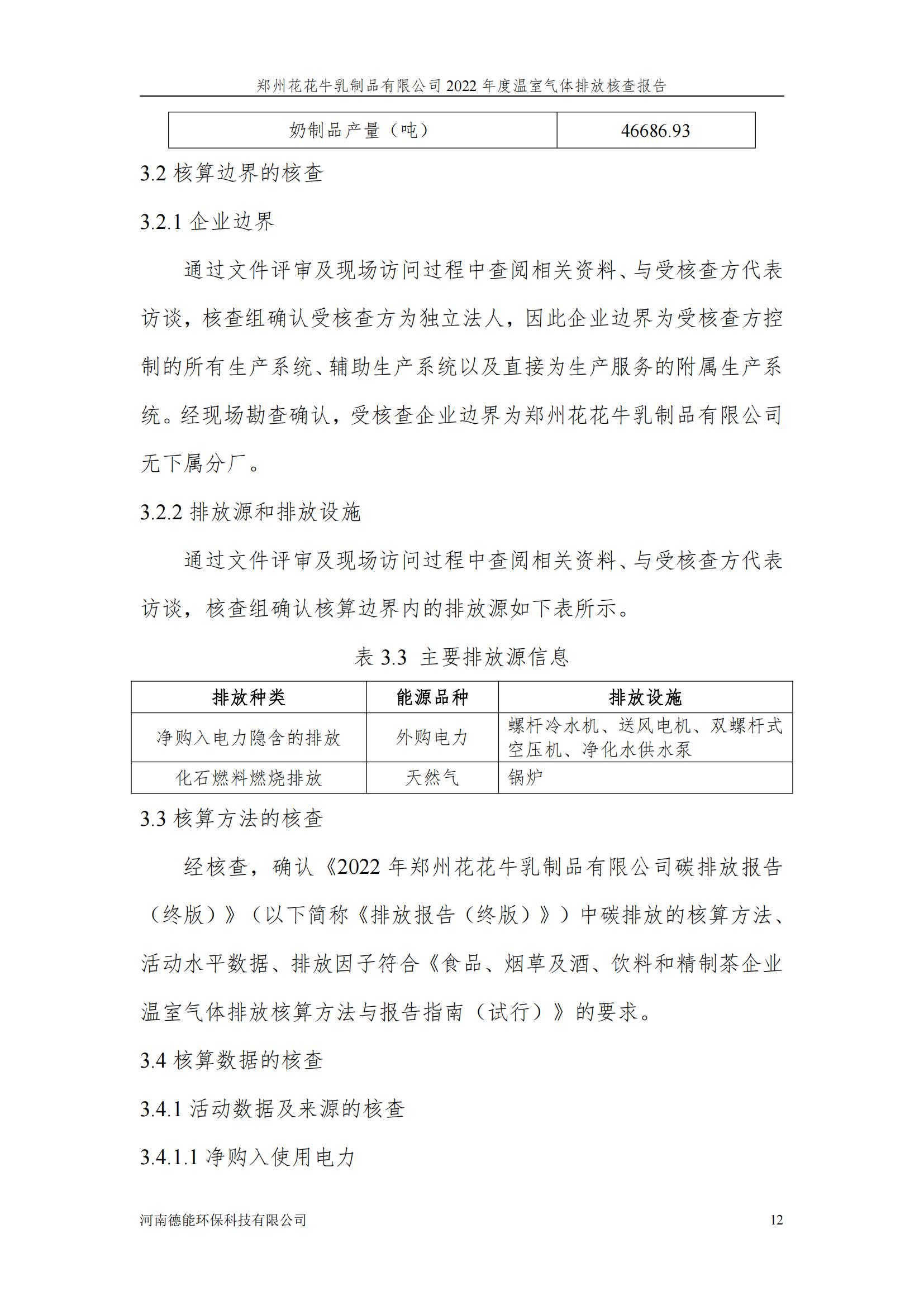 《郑州OD（中国）一站式服务平台乳制品有限公司2022年度温室气体排放核查报告》公示