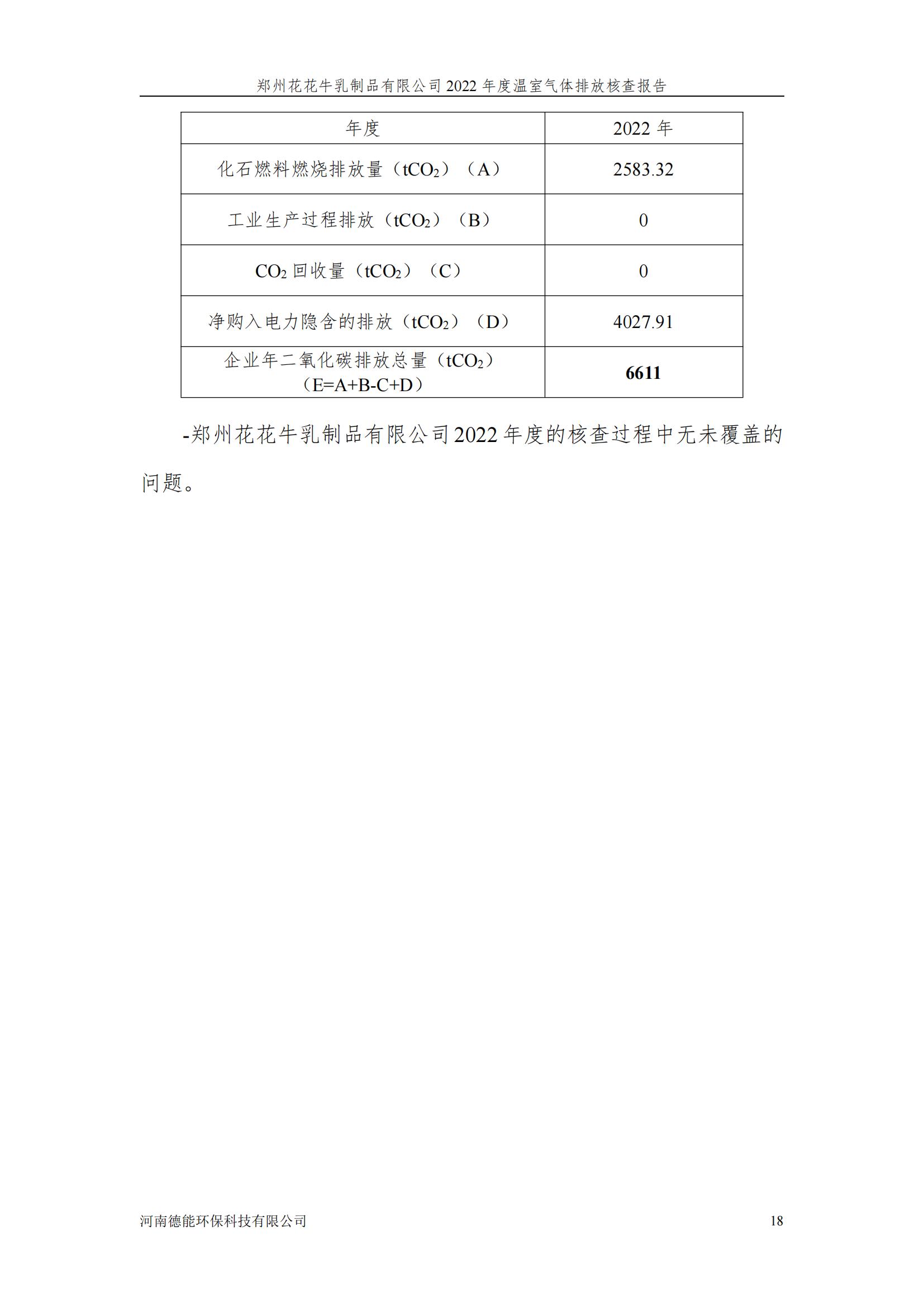 《郑州OD（中国）一站式服务平台乳制品有限公司2022年度温室气体排放核查报告》公示